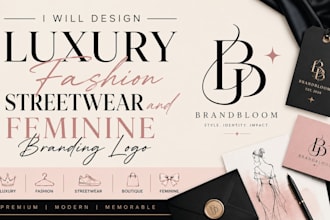 brandbloom luxury fashion boutique feminine monogram, streetwear branding   logo