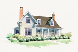 create a watercolor house portrait or storefront facade