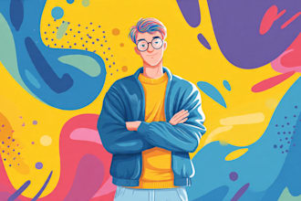 create colorful cartoon and flat style illustration