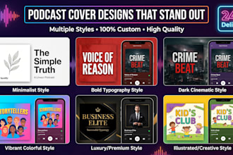 design professional podcast cover art, logo artwork thumbnail for spotify appple