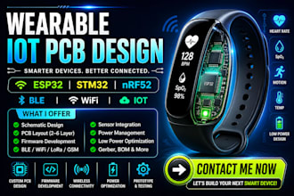 develop wearable iot device pcb with esp32 stm32 nfr52 ble wifi firmware sensors