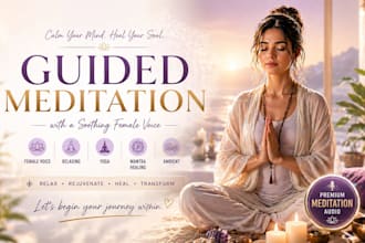 guided meditation for female voice, relaxing, yoga, mantra healing ambient