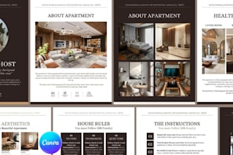 design digital company brochure, booklet for airbnb hotel welcome book