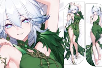draw custom anime dakimakura body pillow case sfw nsfw vtuber manhwa fan art