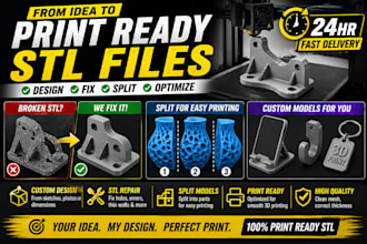 create 3d printable stl files for spare parts prototypes holders and stl repair