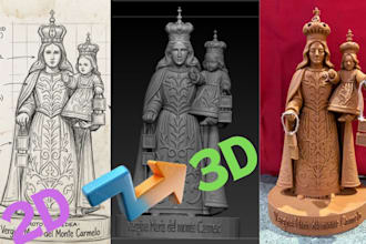 convert 2d to 3d model image to 3d character sketch to 3d printing stl file