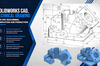 solidworks cad, technical drawings for cnc machining fabrication and production