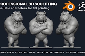 sculpt stylized realistic 3d characters, tabletop miniatures stl for 3d printing