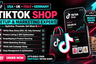 setup USA UK italy germany tiktok shop, product listing and marketing SEO