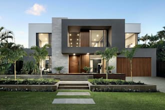 do modern exterior home design, 3d architectural design, exterior rendering
