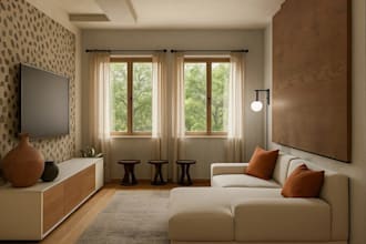 create a modern scandinavian interior design with realistic 3d renders