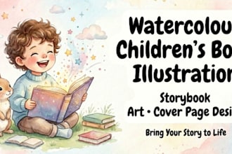 design watercolour illustrations and child story book illustrations