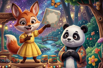illustrate and design children story book for kids