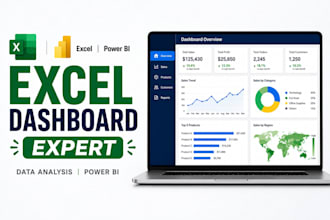 create excel dashboard, data analysis and visualization