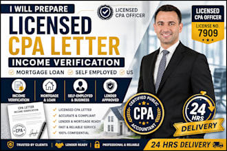 write verified cpa letter, income verification comfort ownership letter in 4hrs