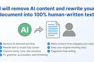 humanise, edit, rewrite ai books, ebooks, novels content into natural writing