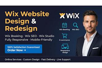 redesign wix website with wix booking and wix seo included