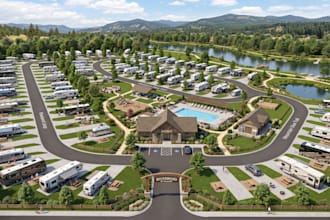 design rv park, campground, farm map agricamping and glamping resort master plan