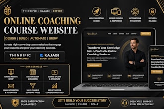 create your online coaching course website, thinkfic website, kajabi developer
