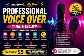 doprofessional tamil and english female voiceover for youtube ads and narration