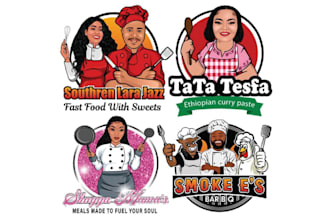 design cartoon food logo restaurant or bbq,fastfood business