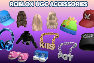 create custom roblox ugc model, accessories, chain, hair, roblox asset, 3d cloth