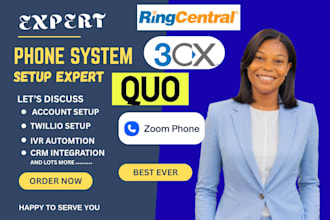 set up ringcentral, aircall, zoom phone voip, IVR, a2p SMS and virtual reception