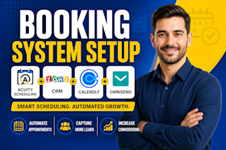 setup acuity scheduling, zoho CRM, omnisend, calendly, booking appointment