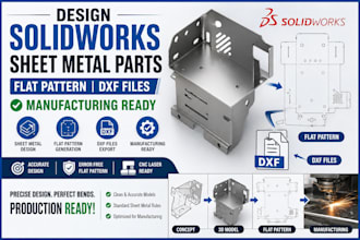 design solidworks sheet metal parts flat pattern dxf files, manufacturing ready