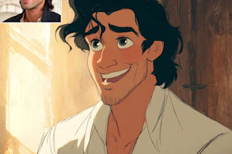 draw your portrait in charming disney animation style
