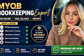 do myob bookkeeping and prepare 1099 income and trial balance