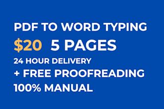 pdf to word manual typing  scanned files to docx fast 24hr