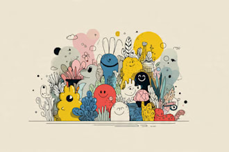 create doodle flat illustration in my style