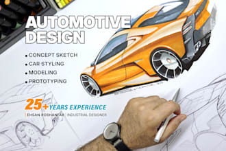 professional automotive concept sketches and car styling