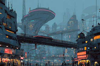 design futuristic cyberpunk city concept art