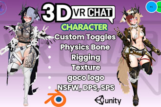 create custom vrchat avatar, anime avatar, vrc avatar, 3d vr character, nsfw vrm