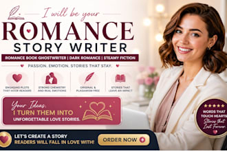 be your romance story writer, romance book ghostwriter, erotic dark fiction
