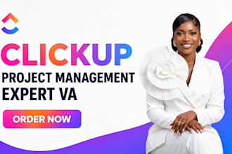 do clickup setup, clickup automation, clickup CRM, clickup project management VA