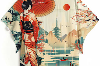 japanese t shirt illustration and t shirt design