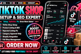 setup spain germany USA UK tiktok shop, fix listing and manage tiktok shop SEO