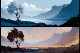 create stunning fantasy background and scenery illustration