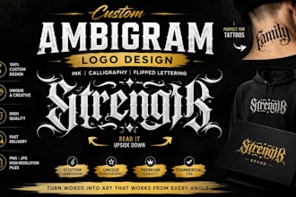 design a letter flipped ambigram ink tattoo calligraphy