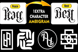 design a letter flipped ambigram ink tattoo calligraphy