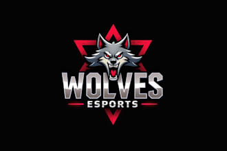 design outstanding wolf head mascot logo with express delivery