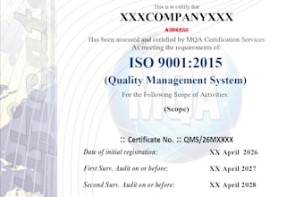 design professional iso certificate with editable file