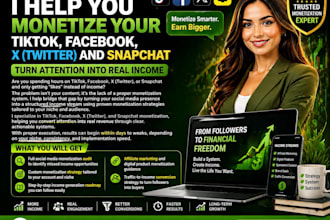 monetize your tiktok,facebook twitter instagram and snapchat like a pro