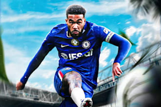 design a professional sports poster and player graphic