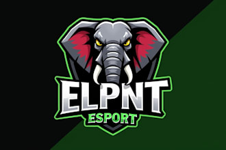 design custom elephant head mascot logo with unlimited revision