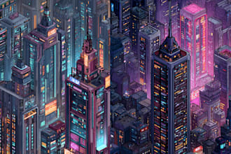 draw illustration of futuristic cyberpunk city
