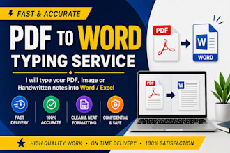 do professional PDF to words and image typing